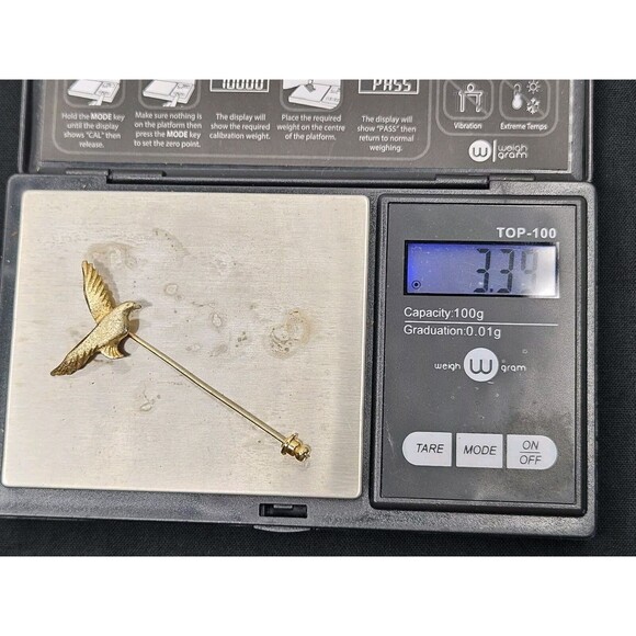 Vintage Gold Tone Bird Seagull Fashion Lapel Stick Pin With Cap 2.50 Inch - Picture 6 of 6